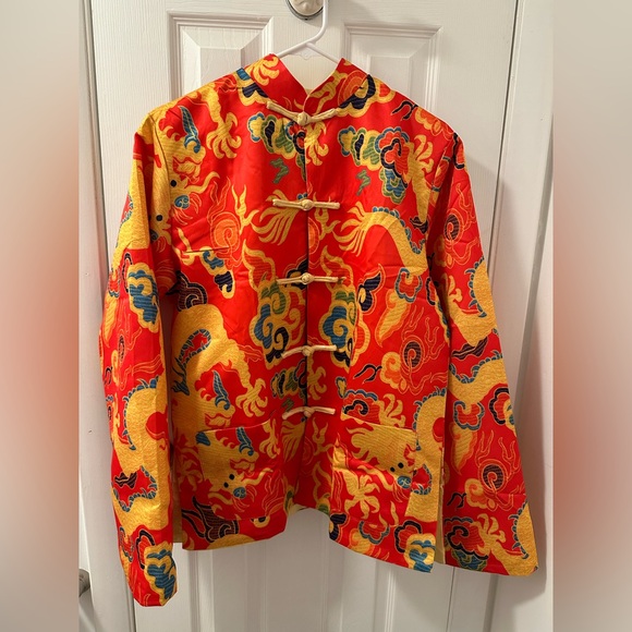 Reversible Traditional Asian Silk Print Jacket Coat - Picture 1 of 4